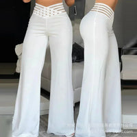 Houndstooth Print High Waist Work Pants Women Plaid Summer Spring Fashion Ankle Length Pants Office Lady