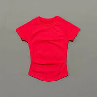 HISTELLO Sport Short Sleeve Top Women Gym Yoga Top Workout Clothes Sports T Shirt Fitness Activewear Running Tight Tops