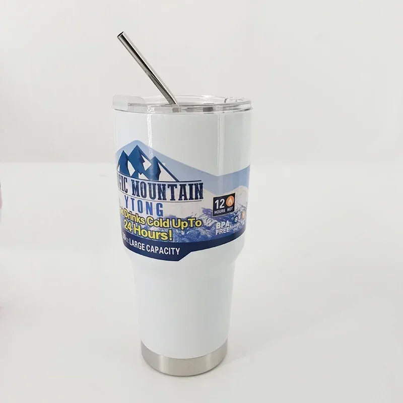 Stainless Steel Large Capacity Thermos Bottle Ice Cube Cup Portable Car Water Bottle Women Men Outdoor Cold Beer Cup Straw Mug