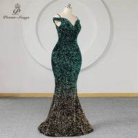 Colorful Sequins Mermaid Evening Dress Plus Size Women Spaghetti Straps Off Shoulder Long Prom Dresses Party Maxi dress