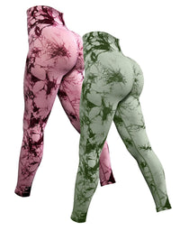 Tie Dye Yoga Pants Sport Leggings 2 Piece Seamless High Waist Push Up Woman Tights Fitness Workout Leggins Gym Clothing