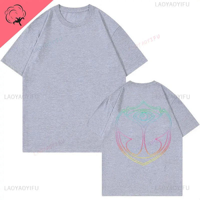 2025 Tomorrowlands Music EDC Electric Syllabic Wear Around The Disco Clothes Pure Cotton Man Women T-shirt Round Collar Tops