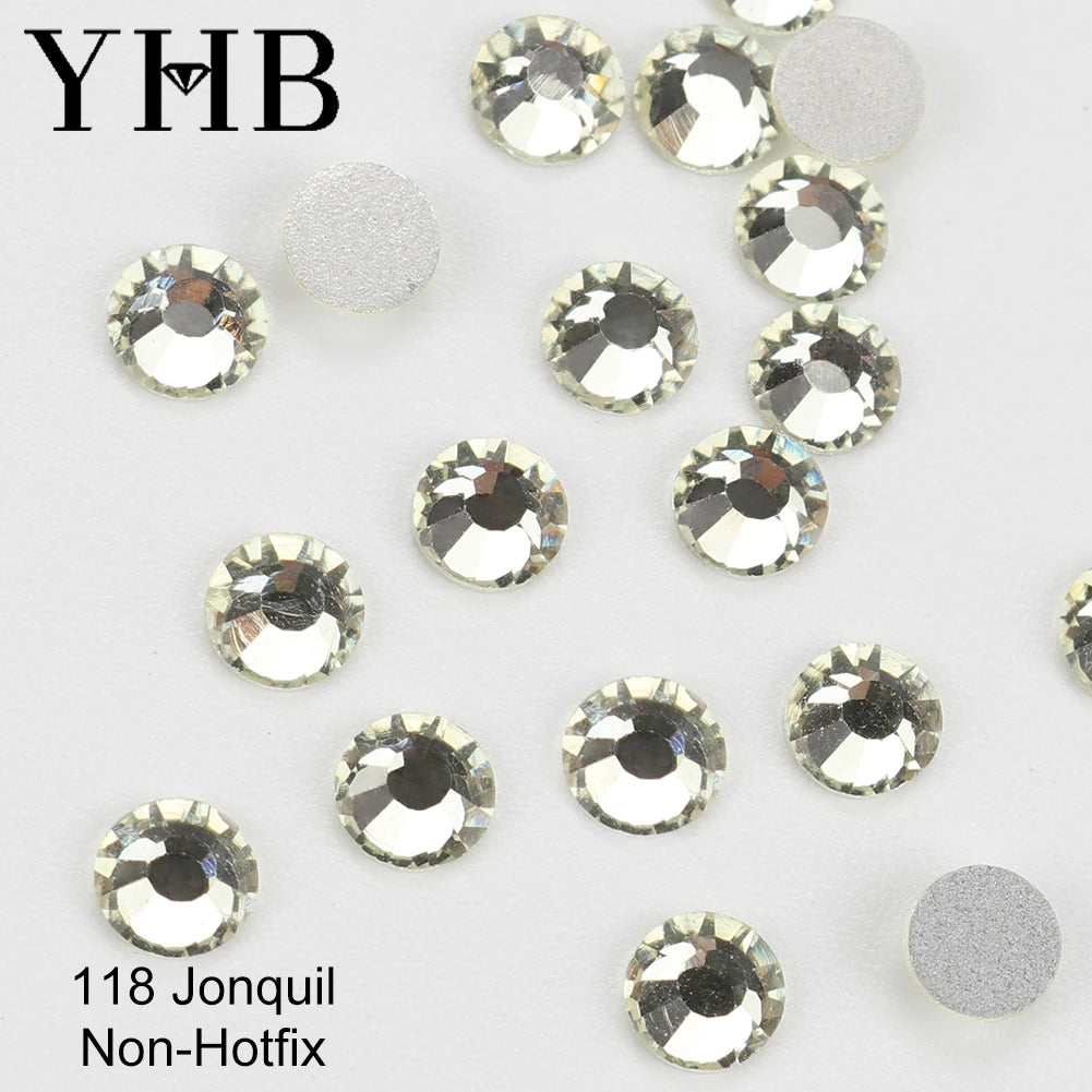 YHB 101-133Cold Fixation Crystal Cristales Flatback Silver Back Non Hotfix Rhinestones For Bags Shoes Garment Phone DIY Nail Art