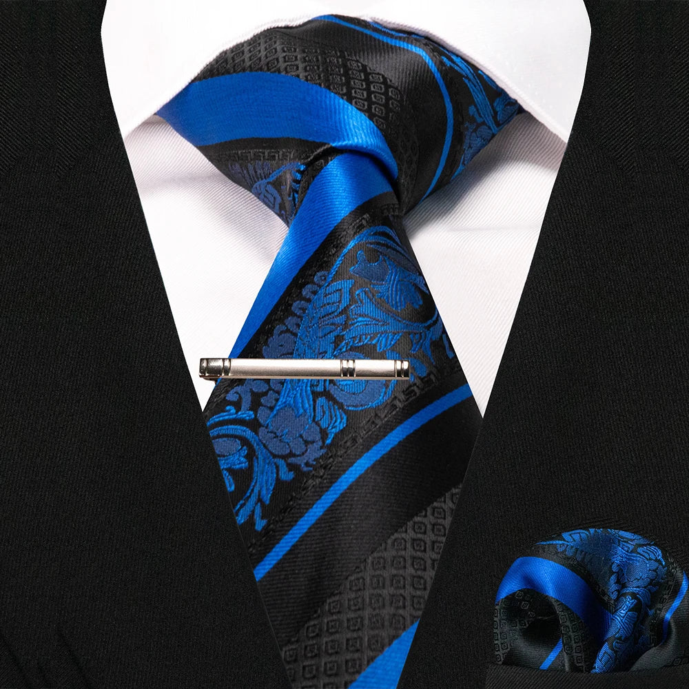 JEMYGINS Classic Silk Luxury Mens Ties Floral Striped Red Green Ties Paisley NeckTie Pocket Square Set Men's Wedding Party Tie