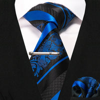 JEMYGINS Classic Silk Luxury Mens Ties Floral Striped Red Green Ties Paisley NeckTie Pocket Square Set Men's Wedding Party Tie