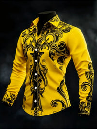 Men's Casual Long Sleeve Button up Shirt 3D Printed Ethnic Art Patterns Fashionable Comfortable Top