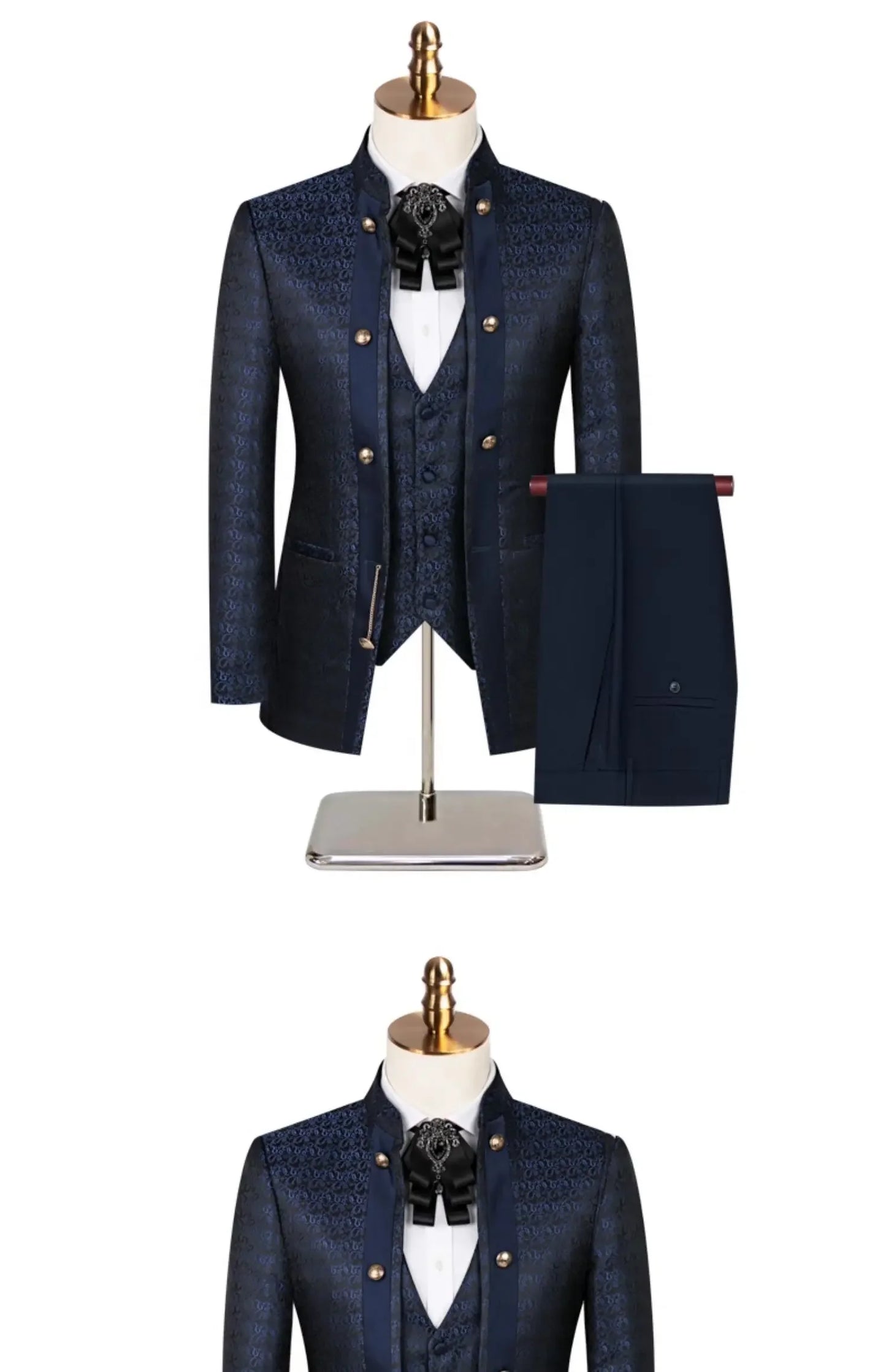 2025 New Wedding Host Performance Men's Suit Dress Three-piece Botanical Floral Pattern  Blazer  for Men with Pants and Vest