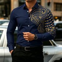 2026 New Men's Long-Sleeve Shirt, Fashionable Pattern Print, Slim Fit, European Size Business Casual Men's Top, Sizes XS-6XL