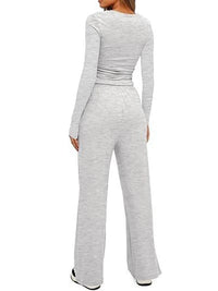 2025 autumn/winter asymmetrical design casual suit women's long sleeved wide leg pants multi occasion sportswear