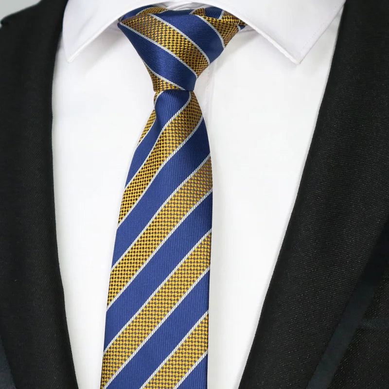 New Slim Narrow Skinny 6CM Mens Necktie Neck Ties For Man Plaids Polka Dot Stripes Jacquard Cravat Business Party Corbatas
