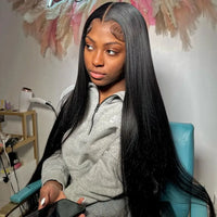 30 40 Inch Bone Straight Lace Human Hair Front Wigs 13x6 13x4 Hd Transparent Lace Frontal Wig 210 Density Lace Wigs For Women