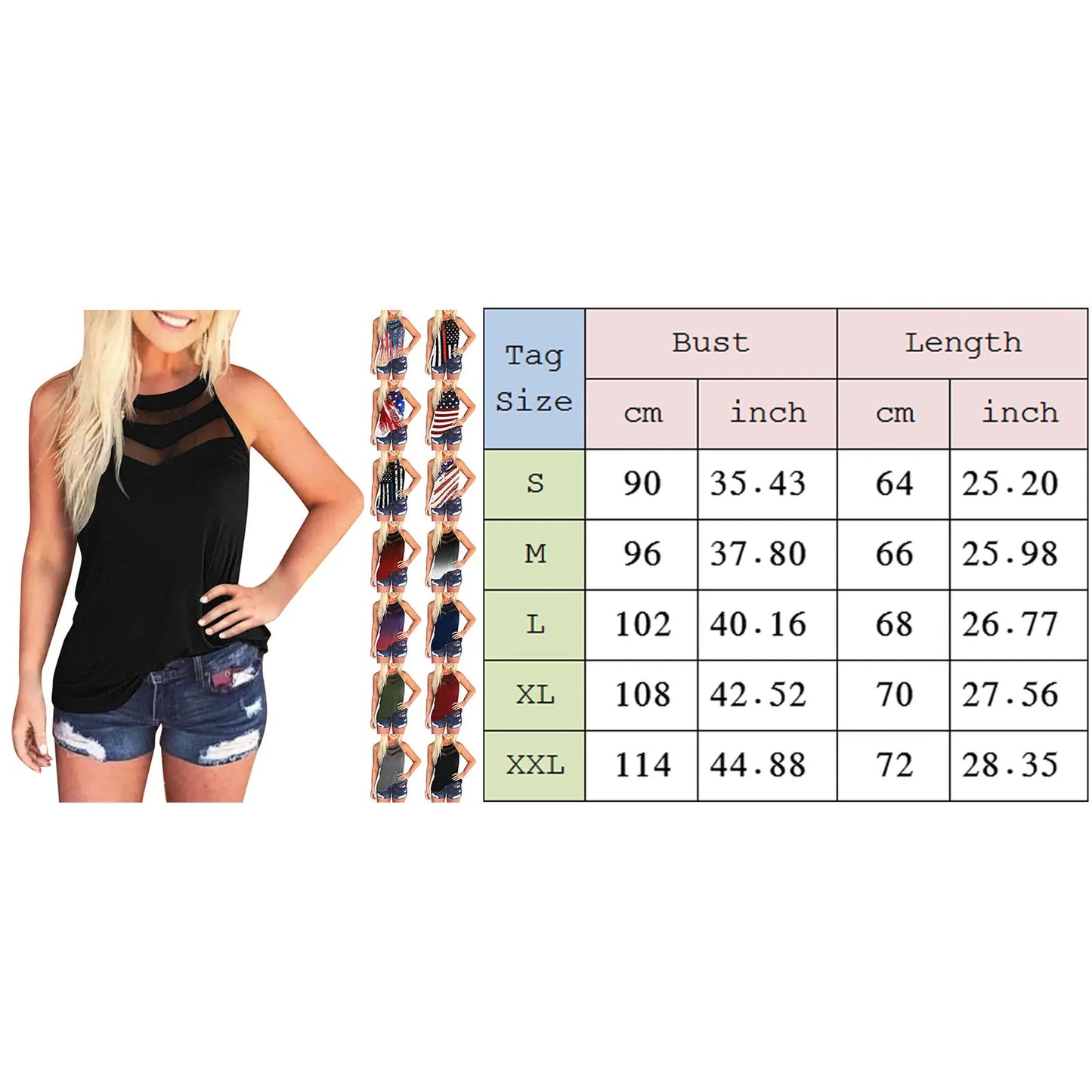Women's Tanks Sexy 4th Of July Sleeveless Racer Back Neck Sling Daily Vest Summer Clothes Blouse Tops For Women Pulovers Tee Top