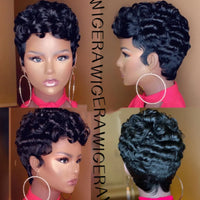 WIGERA Synthetic Short  Hairstyle  Curly Pixie Cut  Bob Wig Glond Brown/ Black/Wine Red Hair  Colored Wigs For Women