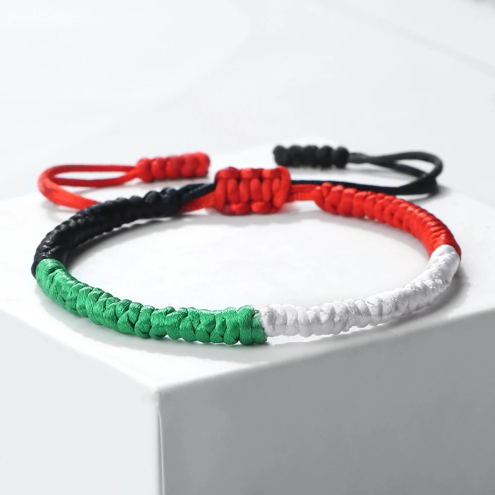 Palestine Israel Flag Bracelet Green Black Blue Rope Braid Bangles Middle East Country Flags Color Kuwait Bracelets Patriot Gift