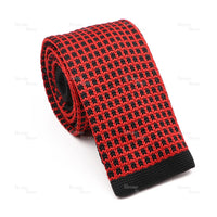 Novelty Chic Knitted Ties For Men Women Red Green Grey Woven Necktie Plaid Geometric Pattern Skinny Slim Narrow Winter Cravat