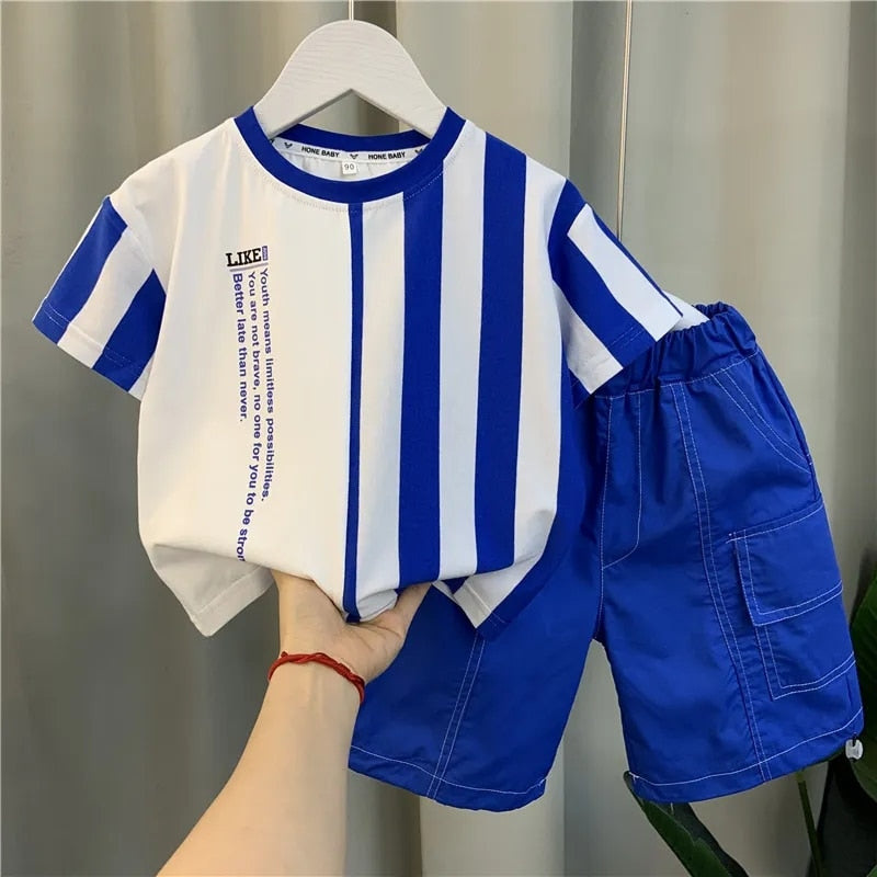 Boy Summer Clothing Suit New Children's Clothes Set Boys Short Sleeve T-Shirt Shorts 2 Piece Set Kids Sportswear Suit 2 4 6 8Y