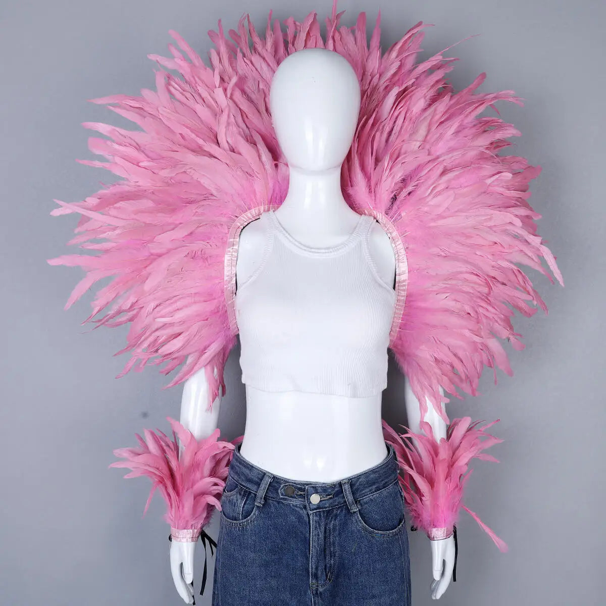 Elegant Women's 2-Piece Shawl Set Cosplay Feather Punk Style for Halloween Masquerade Ball Party Carnival New