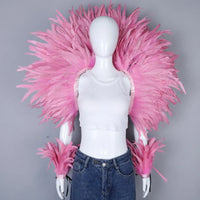Elegant Women's 2-Piece Shawl Set Cosplay Feather Punk Style for Halloween Masquerade Ball Party Carnival New