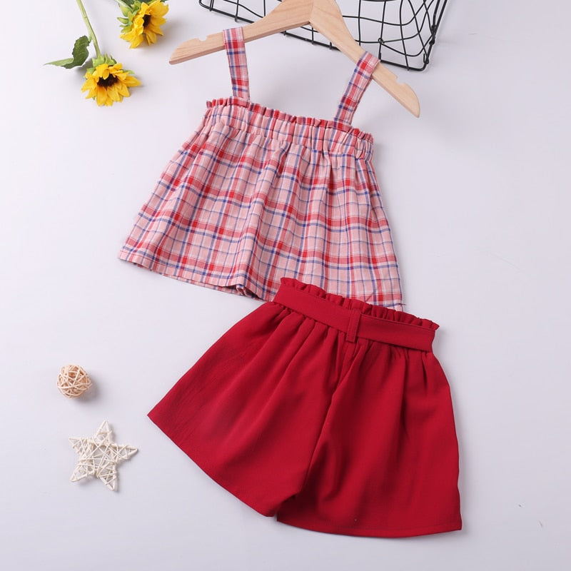 Humor Bear  Summer Girl Clothes Sets 2Pcs Fashion Navy Short Sleeve +Pleated Skirt Kids Clothes Suit Cute Toddler Clothes