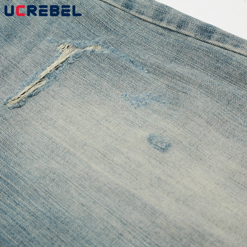 Ripped ARC 3D JEANS Mens Retro High Street Washed Distressed Loose Wide Leg Denim Pants Men