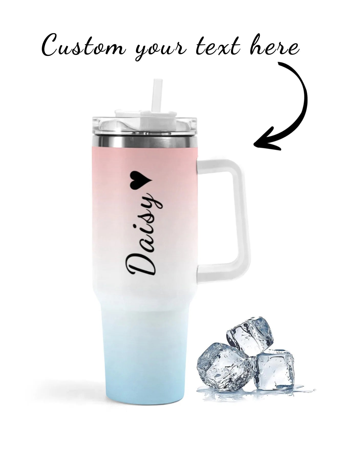 Personalized 40 ounce water cup Customized picture text travel cup Stainless steel water cup Insulated water cup