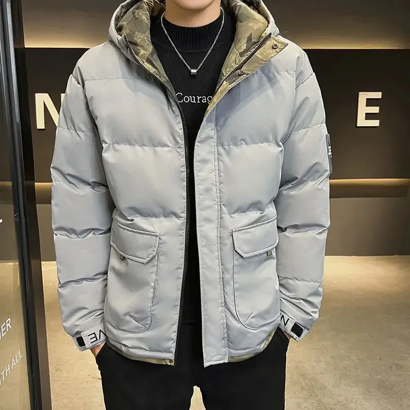 Down Jackets For Men Hooded Parkas Winter Models Man Padded Coat Offers Trend Unique Padding Korean 2024 Quilted Clothes Sale
