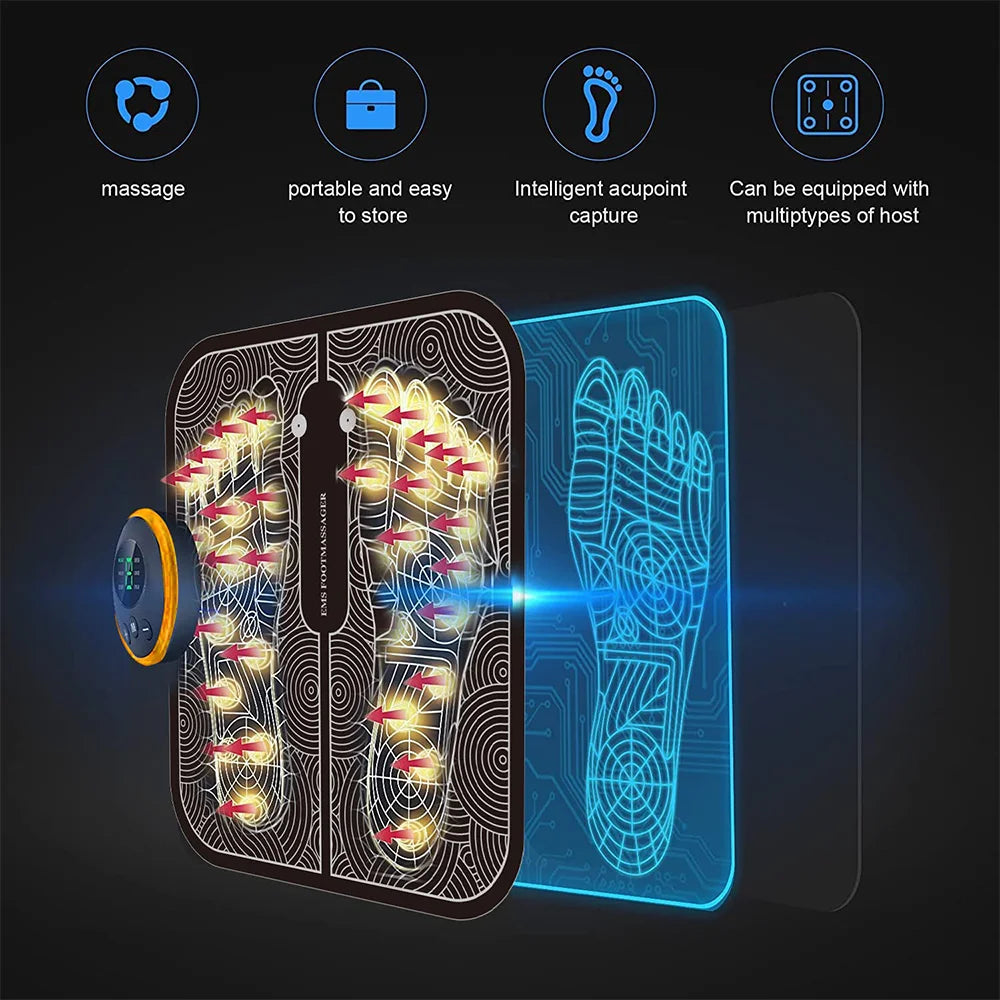 EMS Massage foot pad Pulse Therapy Micro Current foot Massager to Alleviate Fatigue USB Charging Model