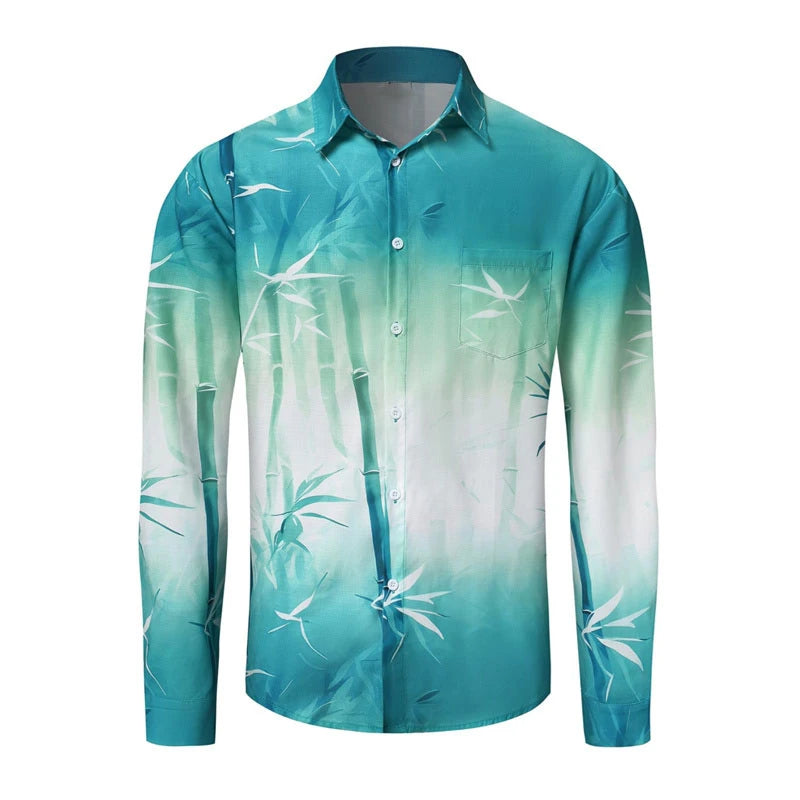 Men's shirt pattern shirt 3D printed shirt outdoor street long sleeved V-neck clothing fashion designer casual and comfortable