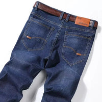 2025 New Brand Washed Jeans Trousers Four Season Men's High Quality Jeans Business Casual High Waist Denim Pants
