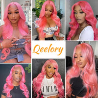 Pink 13x4 HD Lace Front Wig Body Wave Lace Front Wigs For Women 613 Colored Lace Frontal Blonde Human Remy Hair Wigs