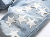 Men Straight Jean Denim Pants Jeans Loose Ankle Length Pant Pockets Casual Washed High Street Distressed Zipper Fly Spliced