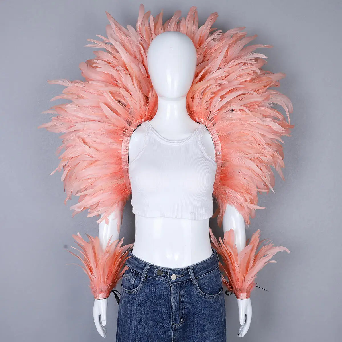 Elegant Women's 2-Piece Shawl Set Cosplay Feather Punk Style for Halloween Masquerade Ball Party Carnival New