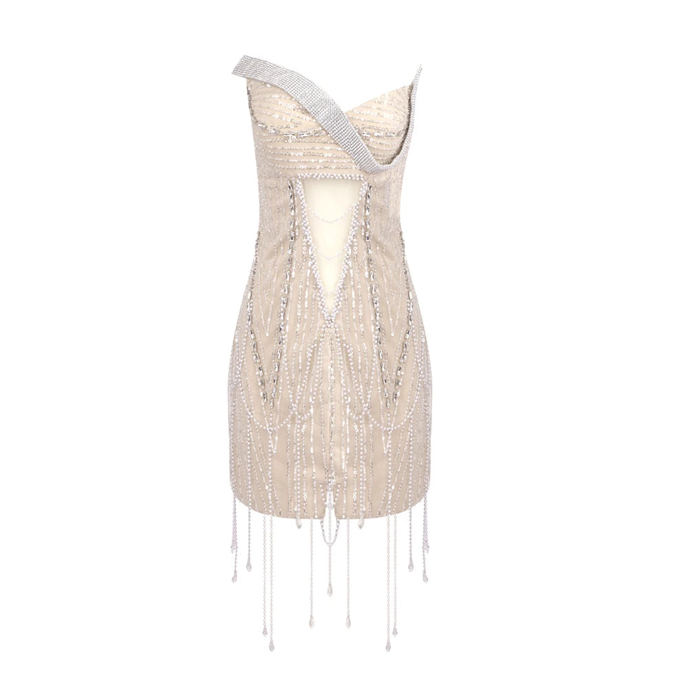 sachin and babi light blue dress VC Women'S Luxury Party Dress Sparkly Crystal Tassel Decoration Sexy S –  Mega Mart Center