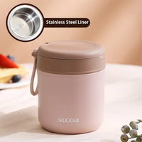 304 Stainless Steel Insulated Breakfast Cup Sealed Soup Bowl Wide Mouth Insulated-Food-Jars Porridge Cup with Spoon