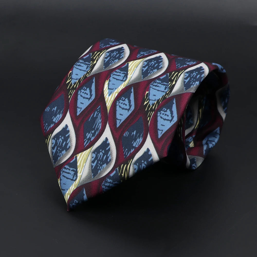 Vintage Men's Tie Geometry Paisley Khaki Blue Necktie Soft Chic Bohemian Print 9cm Ties For Men Wedding Business Daily Accessory