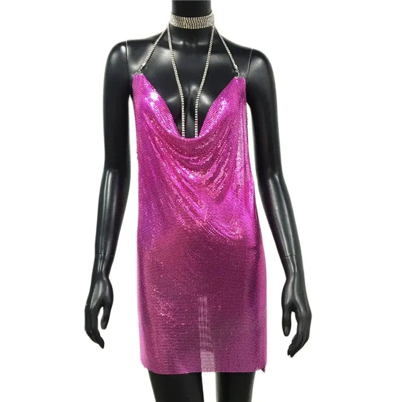 open lace back dress AKYZO Sexy Gold Sequined Patchwork Mini Dress Women Sleeveless Low Cut –  Mega Mart Center