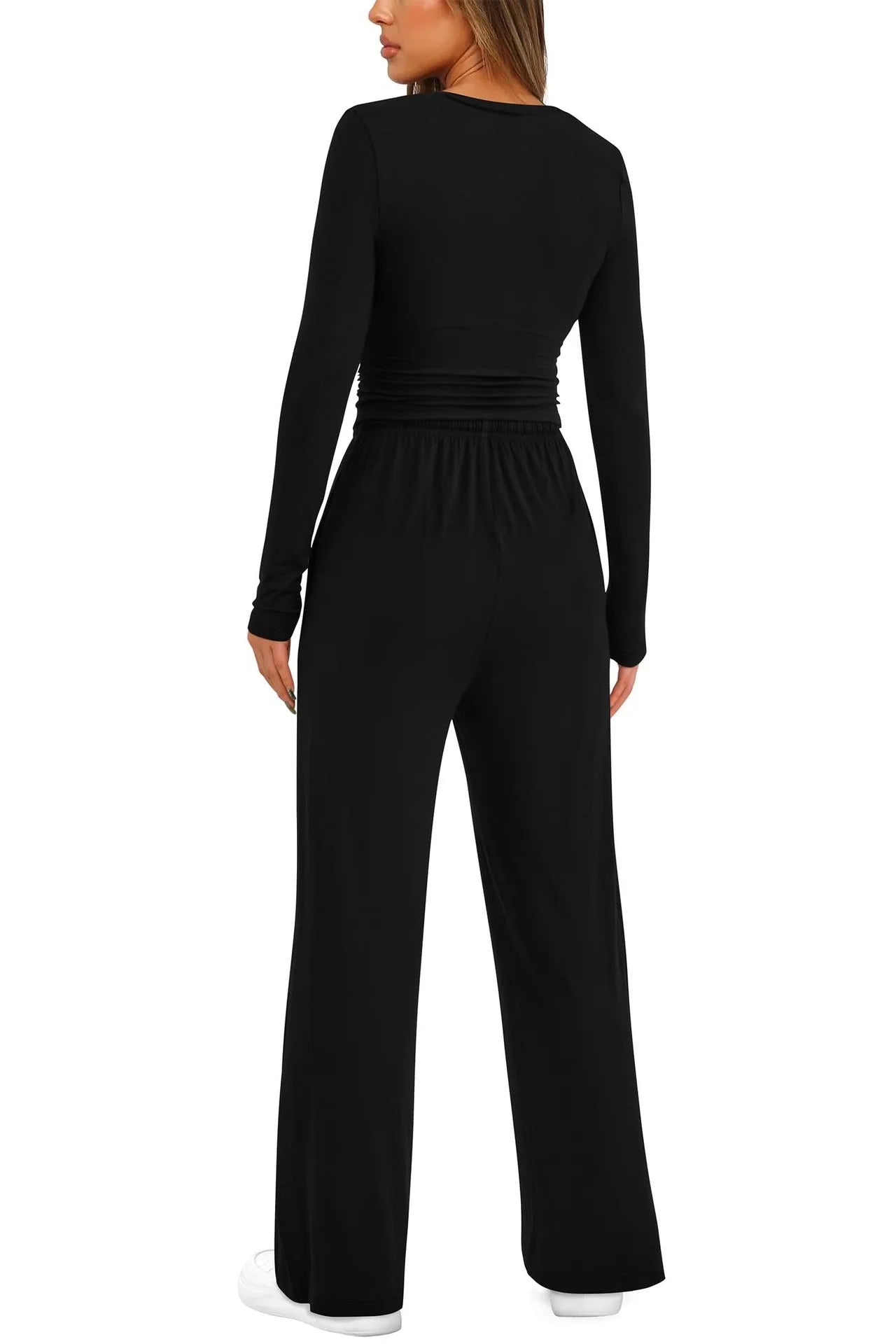 2025 autumn/winter asymmetrical design casual suit women's long sleeved wide leg pants multi occasion sportswear