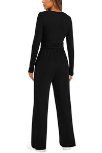 2025 autumn/winter asymmetrical design casual suit women's long sleeved wide leg pants multi occasion sportswear