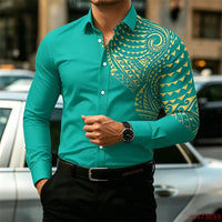 2026 New Men's Long-Sleeve Shirt, Fashionable Pattern Print, Slim Fit, European Size Business Casual Men's Top, Sizes XS-6XL