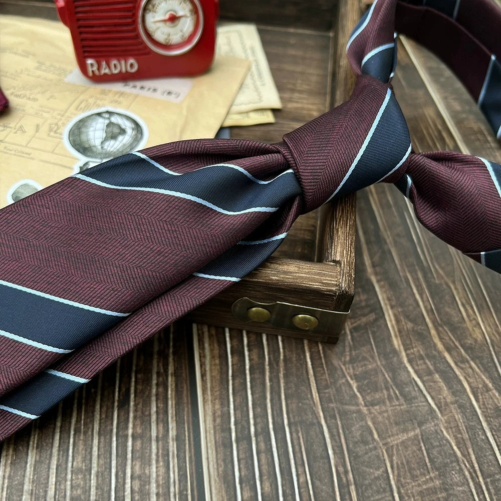 New Trendy Navy Brown Neckties For Men 7cm Formal Business Silk Neck Tie Shirt Suit Cravat Tuxedo Wedding Party Daily Wear Gifts