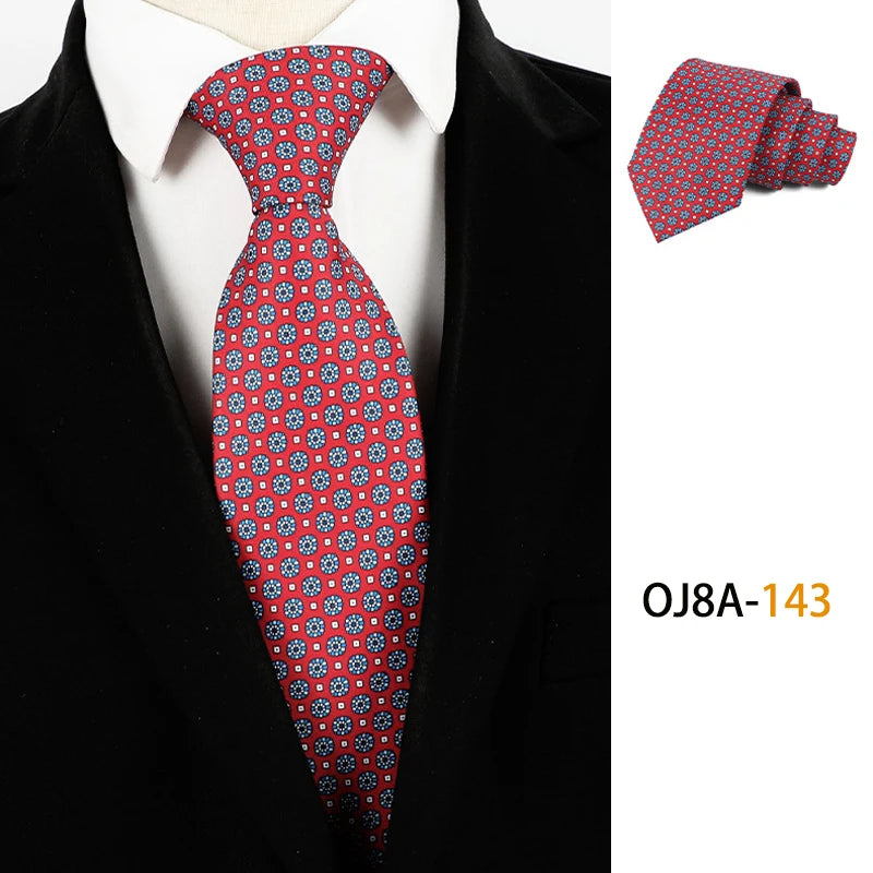 Fashion 8CM Mens Necktie Print Patterns Classic Neck Ties For Man Groom  Handfeel Polyester Necktie Business Wedding Accessories