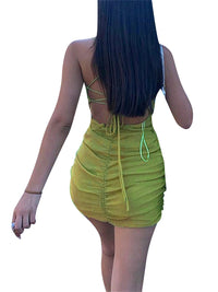 Women s Camisole Mini Dress Spaghetti Strap Low Cut Dress Sexy Sleeveless Backless Party Club Cocktail Short Dresses