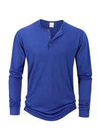 Men's T Shirt Autumn Button Long Sleeve Henley Neck T-Shirt Solid Color Casual Breathable Versatile Tops Fashion Slim T-Shirts