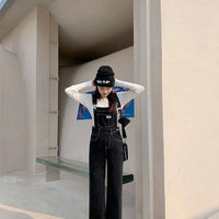 Jeans Bib Pants Women's Crotch Convenient Pants Double-headed Invisible Zipper Large Version Loose Slim Sex Pants Wide Leg Pants