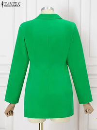 ZANZEA 2023 Autumn Formal Office Elegant Mini Dress Women Long Sleeve Blazer Dress Casual Suit Collar Robe Solid Button Vestidos