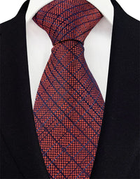 Luxury 8CM Mens Necktie Brown Orange Color Dot Stripes Ties For Man Groom Jacquard Woven Neck Tie For Business Wedding Party