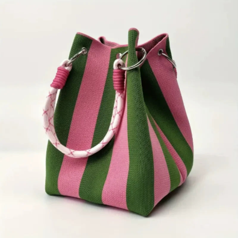 Ladies Retro Multicolor Handbag - Large Capacity Tote Bag with Buckle Closure And Fixed Shoulder Strap Durable for Work And Trav