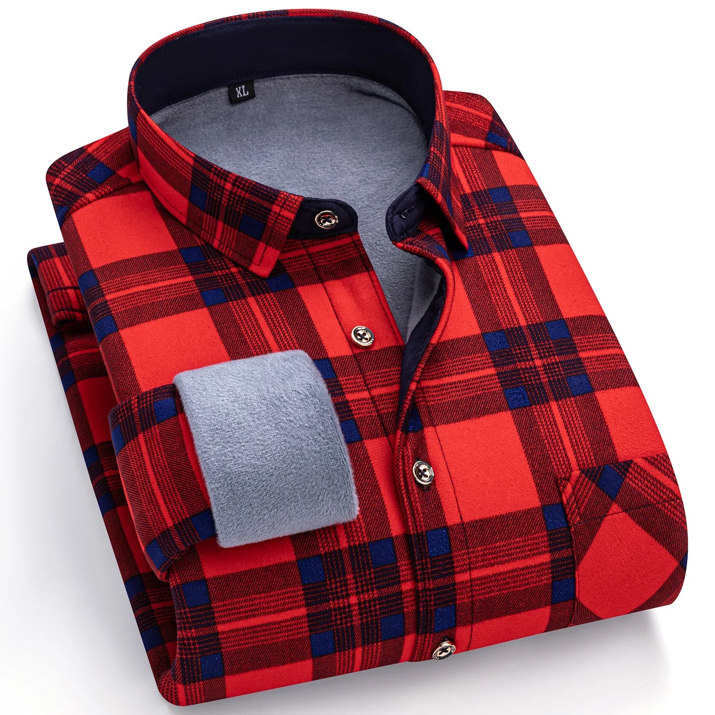 Winter Warm Men's Plaid Shirts Thickened Flannel Casual Menswear Long Sleeve Plus Size Office Workwear Casual Male Check Shirts