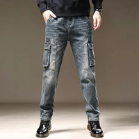 Jeans for Men Straight Male Cowboy Pants with Pockets Trousers Cargo Regular Aesthetic New in Stacked Korean Fashion Trend 2025