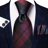 Hi-Tie Designer Silk Wedding Tie For Men Blue White Plaid Handky Cufflink Set Fashion Necktie For Men Business Party Wholesale